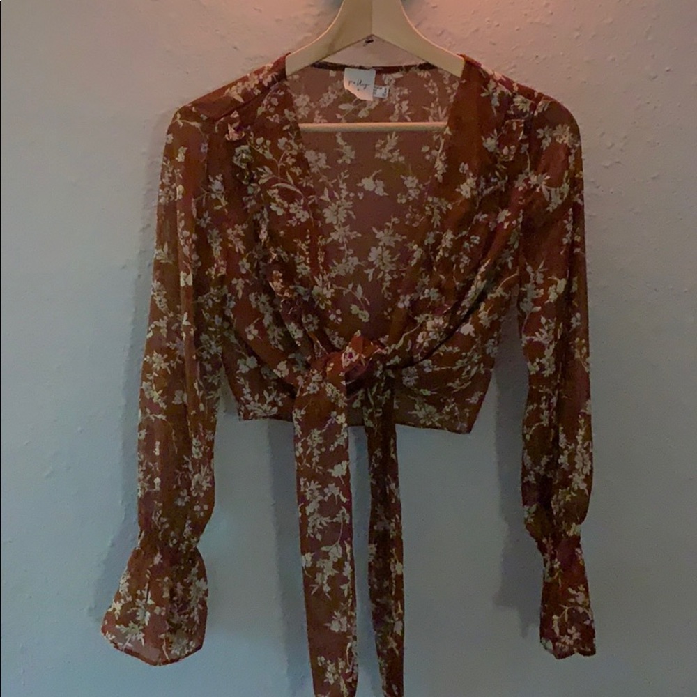 Princess Polly floral crop tie top
